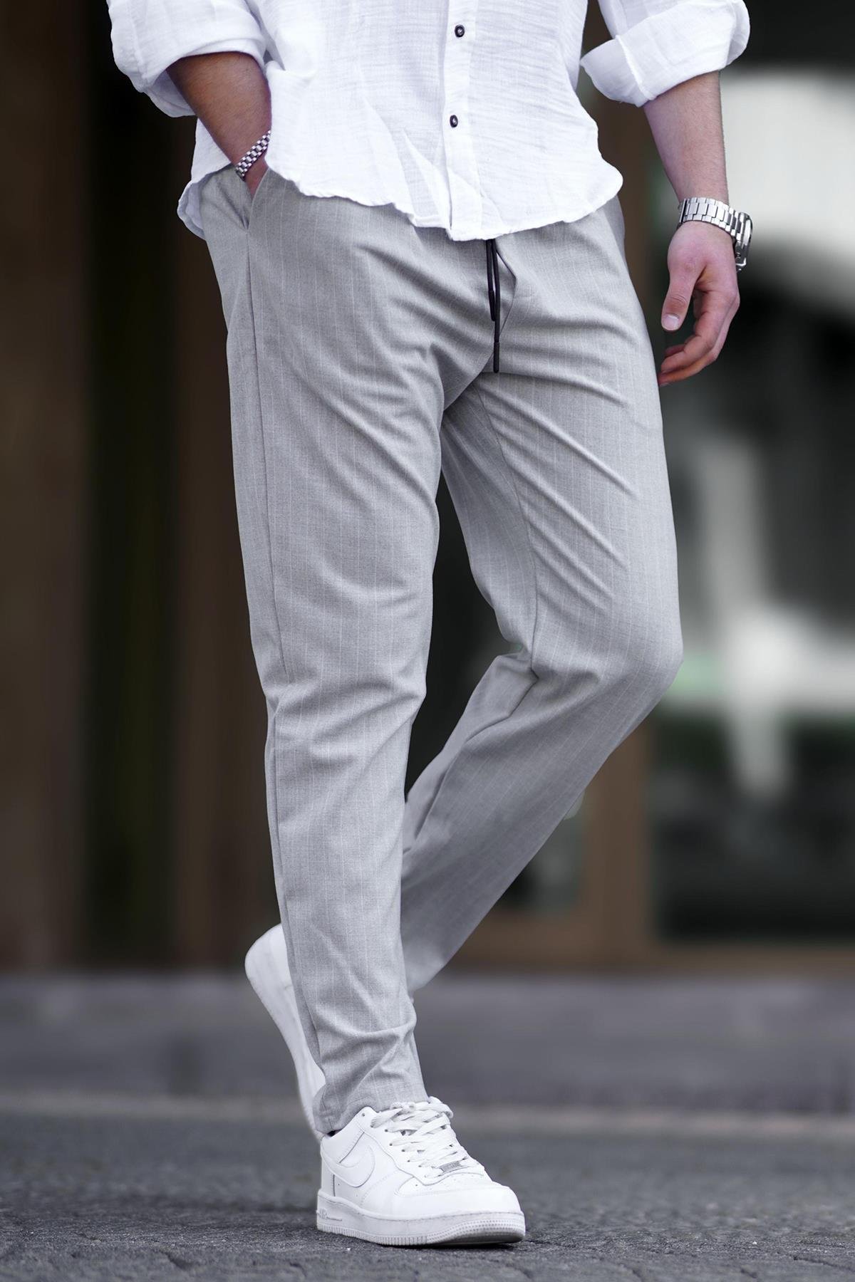 Παντελονι White Striped Madmext – Γκρι – Ανδρικά