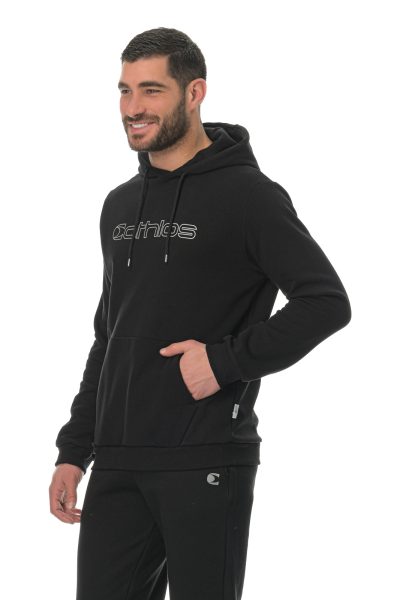 Hoodie Outline Athlos Unisex-Μαύρο - Image 3