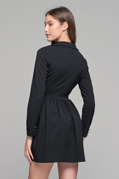 Midi Μαύρο Φόρεμα Με Χρυσά Κουμπιά - Image 4