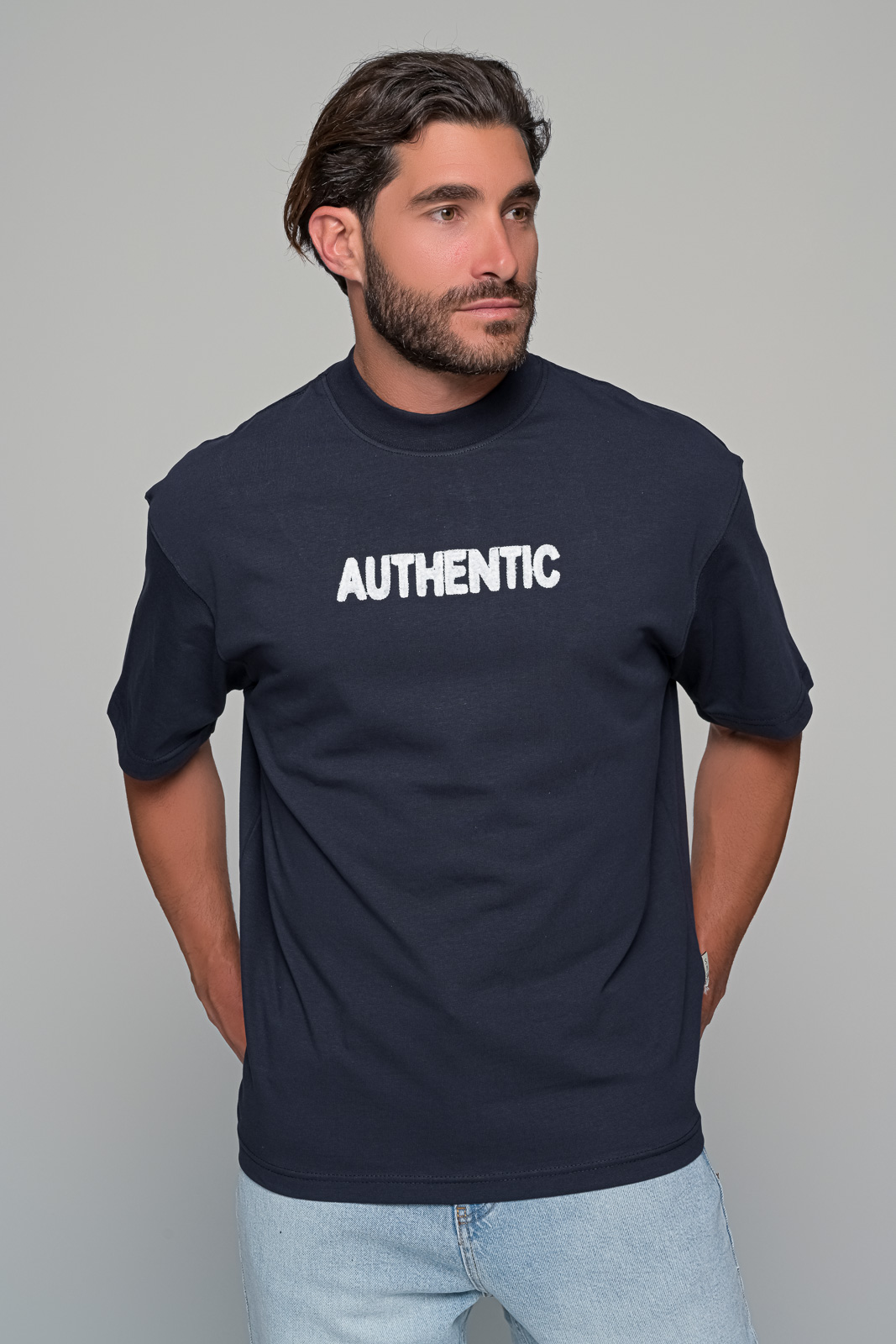 T-SHIRT AUTHENTIC BEN TAILOR - ΜΠΛΕ-ΣΚΟΥΡΟ - Ανδρικά