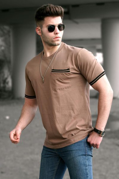 T-Shirt Basic Madmext-Καφε – Ανδρικά - Image 2