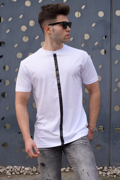 T-Shirt The Stripe Madmext-Λευκο – Ανδρικά - Image 2