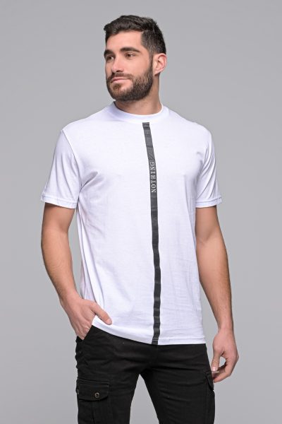 T-Shirt The Stripe Madmext-Λευκο – Ανδρικά - Image 3