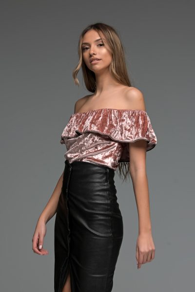 Velvet Off Shoulder Top - Image 4