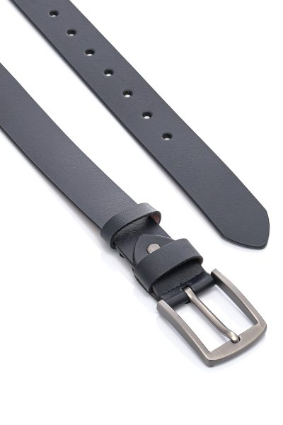 Ανδρική Δερμάτινη Ζώνη - Navy Blue - Image 2