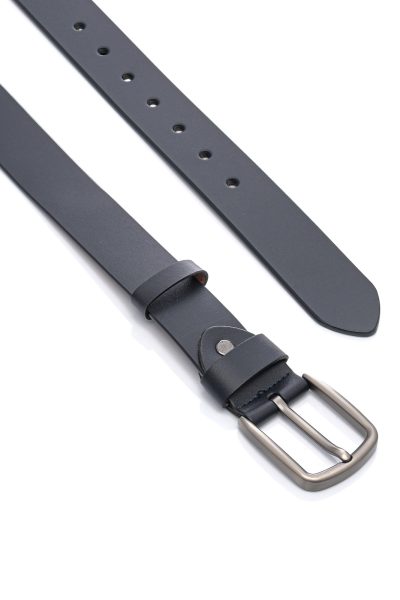 Ανδρική Δερμάτινη Ζώνη - Navy Blue - Image 2