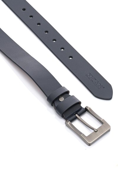 Ανδρική Δερμάτινη Ζώνη - Navy Blue - Image 2