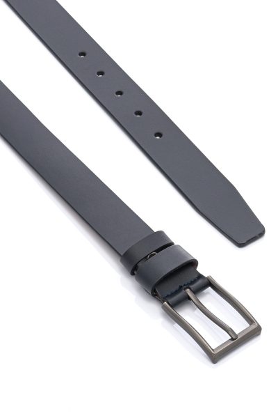 Ανδρική Δερμάτινη Ζώνη - Navy Blue - Image 2