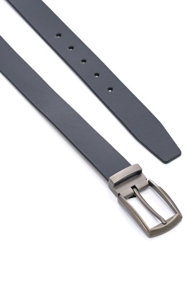 Ανδρική Δερμάτινη Ζώνη - Navy Blue - Image 2