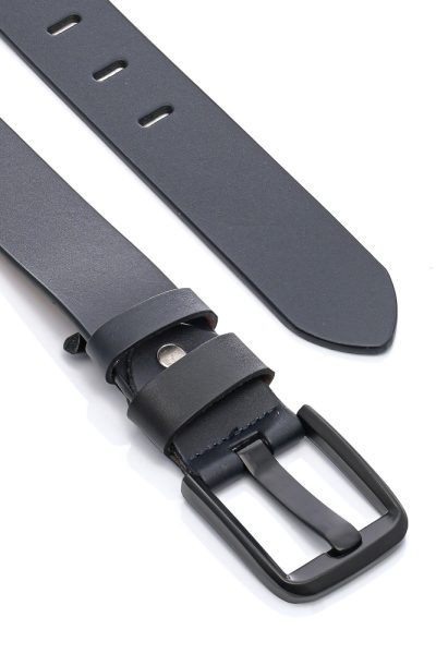 Ανδρική Δερμάτινη Ζώνη - Navy Blue