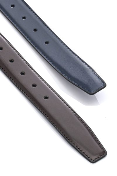 Ανδρική Δερμάτινη Ζώνη Διπλής Όψης- Καφέ / Navy Blue - Image 3