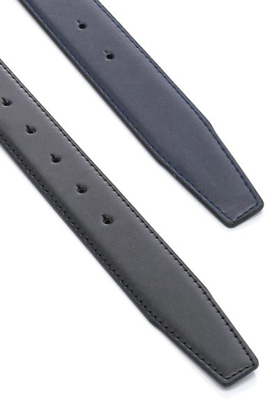 Ανδρική Δερμάτινη Ζώνη Διπλής Όψης - Μαύρη / Navy Blue - Image 3