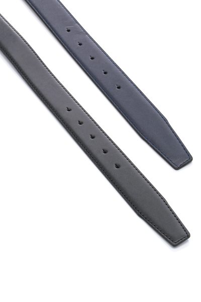 Ανδρική Δερμάτινη Ζώνη Διπλής Όψης - Μαύρη / Navy Blue - Image 4