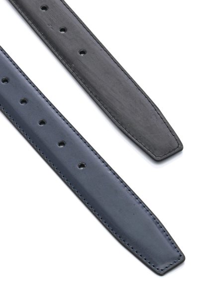 Ανδρική Δερμάτινη Ζώνη Διπλής Όψης - Μαύρη / Navy Blue - Image 3