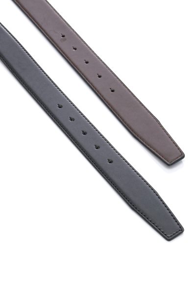 Ανδρική Δερμάτινη Ζώνη Διπλής Όψης - Μαύρη / Καφέ - Image 2