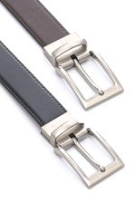Ανδρική Δερμάτινη Ζώνη Διπλής Όψης - Μαύρη / Καφέ