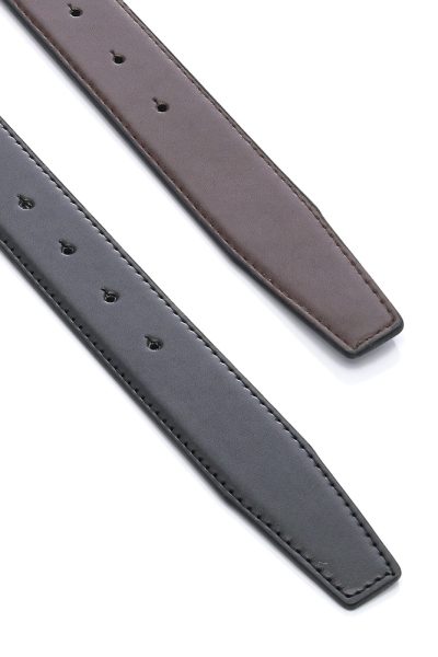 Ανδρική Δερμάτινη Ζώνη Διπλής Όψης - Μαύρη / Καφέ - Image 3