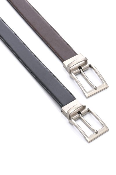 Ανδρική Δερμάτινη Ζώνη Διπλής Όψης - Μαύρη / Καφέ - Image 4