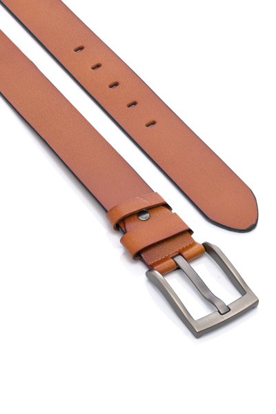 Ανδρική Δερμάτινη Ζώνη - Καφέ Ανοιχτό - Image 2