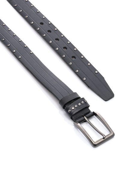 Ανδρική Δερμάτινη Ζώνη - Μαύρη - Image 2