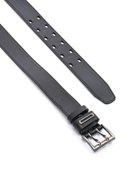 Ανδρική Δερμάτινη Ζώνη - Μαύρη - Image 2