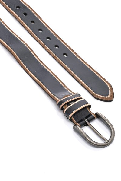 Ανδρική Δερμάτινη Ζώνη - Μαύρη - Image 2