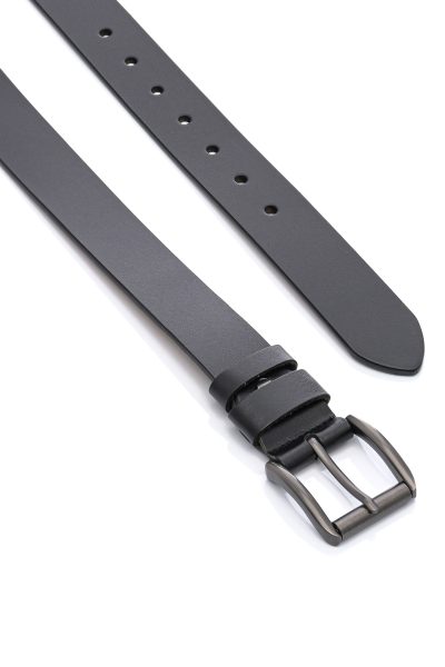 Ανδρική Δερμάτινη Ζώνη - Μαύρη - Image 2