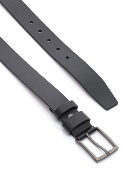 Ανδρική Δερμάτινη Ζώνη - Μαύρη - Image 2