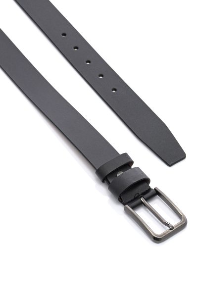 Ανδρική Δερμάτινη Ζώνη - Μαύρη - Image 2