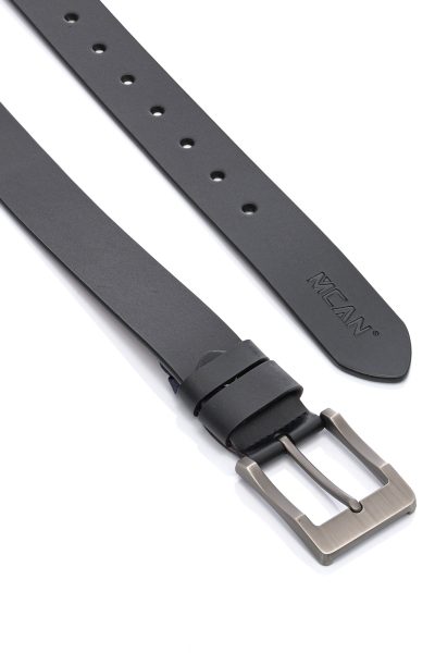 Ανδρική Δερμάτινη Ζώνη - Μαύρο - Image 2