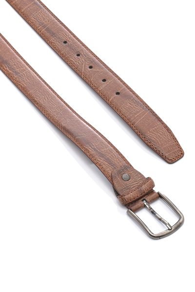 Ανδρική Δερμάτινη Ζώνη Με Σχέδιο – Καφέ - Image 2