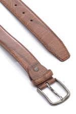 Ανδρική Δερμάτινη Ζώνη Με Σχέδιο – Καφέ