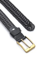 Ανδρική Δερμάτινη Ζώνη Με Σχέδιο – Μαύρο