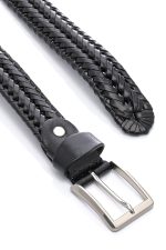 Ανδρική Δερμάτινη Ζώνη Με Σχέδιο – Μαύρο