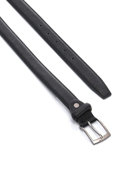 Ανδρική Δερμάτινη Ζώνη Σαγρέ – Μαύρη - Image 2