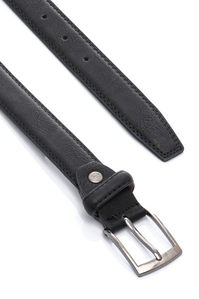 Ανδρική Δερμάτινη Ζώνη Σαγρέ – Μαύρη