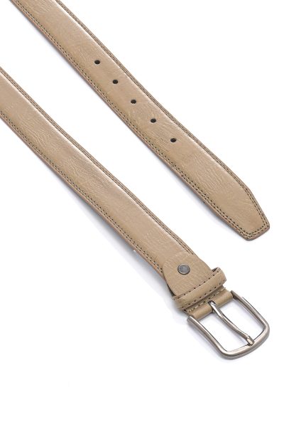 Ανδρική Δερμάτινη Ζώνη Σαγρέ – Μπεζ - Image 2
