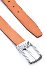 Ανδρική Δερμάτινη Ζώνη Σε Κλασική Γραμμή – Πορτοκαλί