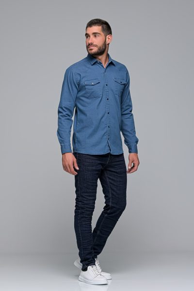 Ανδρικό Πουκαμισο Jean Bay State Ben Tailor-Μπλε-Ανοιχτο - Image 2