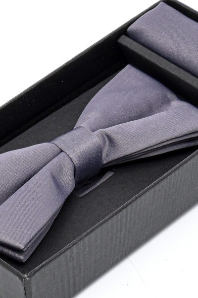 Ανδρικό Σετ Παπιγιόν Με Μαντήλι Τσέπης Γκρι - Image 2