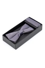 Ανδρικό Σετ Παπιγιόν Με Μαντήλι Τσέπης Γκρι