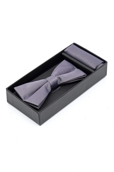 Ανδρικό Σετ Παπιγιόν Με Μαντήλι Τσέπης Γκρι