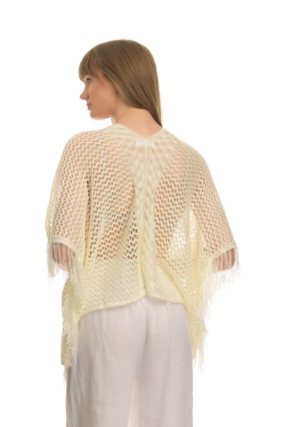 Απαλό Κίτρινο Crop – Top Καφτάνι Με Λεπτά Ξέφτια - Image 4