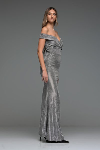 Ασημί Maxi Φόρεμα - Image 4