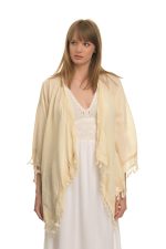 Εσάρπα Με Φουντάκια Ασύμμετρη Σε Ανοιχτό Κίτρινο