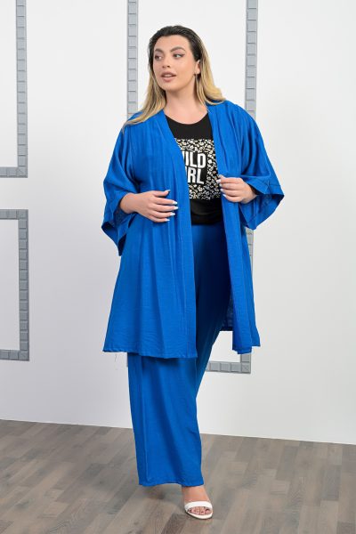 Ζακέτα Μακριά Μπλε – Plus Size - Image 2
