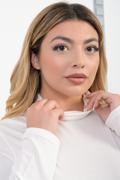 Ζιβάγκο Ελαστικό - Μακρυμάνικο - Λευκό- Plus Size - Image 2