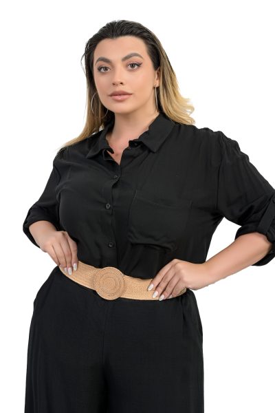 Ζώνη Ελαστική Μπεζ Με Στρογγυλή Αγκράφα – Plus Size - Image 3