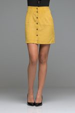 Κίτρινη Suede Φούστα