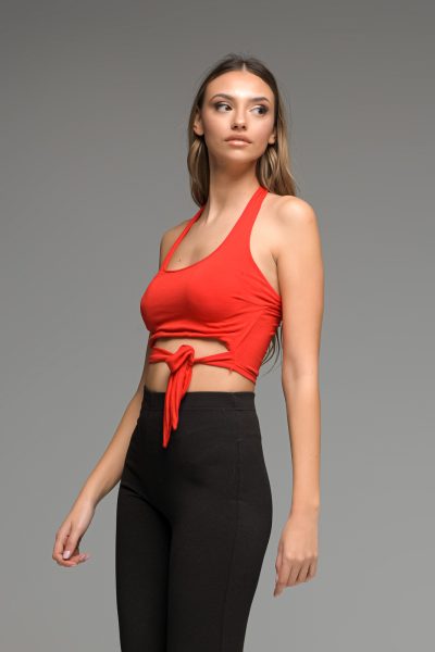Κοκκινο Crop Top Με Δέσιμο - Image 4